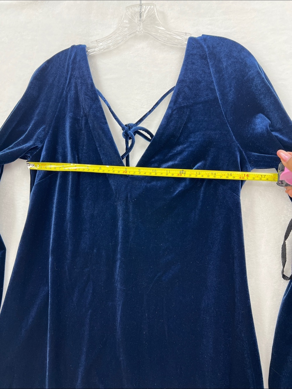 Free People Velvet Backless Dress in Deep Blue 0133 - Picture 5 of 6